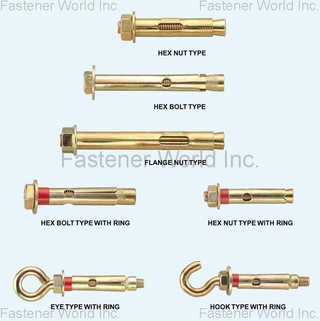 TSENG WIN TRADING CO., LTD. / ORIENTAL MULTIPLE ENTERPRISE LTD. , Hex Nut Type, Hex Bolt Type, Flange Nut Type, Hex Bolt Type With Ring, Hex Nut Type With Ring, Eye Type With Ring, Hook Type Withe Ring , Sleeve Anchors