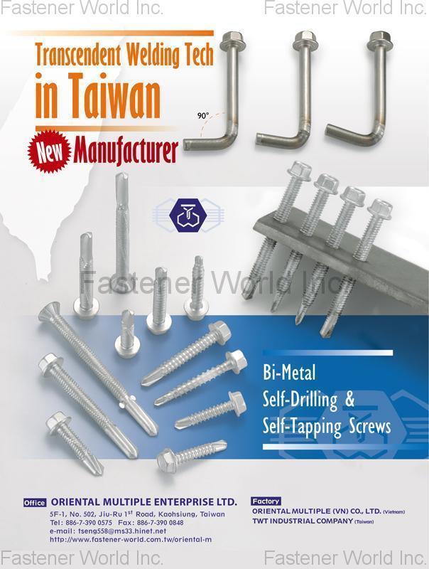 TSENG WIN TRADING CO., LTD. / ORIENTAL MULTIPLE ENTERPRISE LTD. , Bi-Metal Self-Drilling & Self-Tapping Screws , Bi-metal Screw