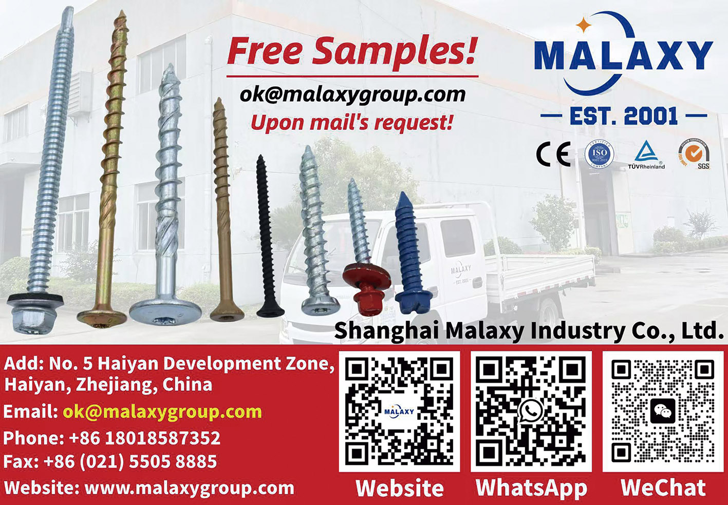 Shanghai Malaxy Industry Co., Ltd. , Screws, Bolts, Nuts, Studs & Threaded Rods, Washers & Spacer, Strap Nail, Retaining Rings, Anchors, Rivets, Pins & Keys, Customized Products